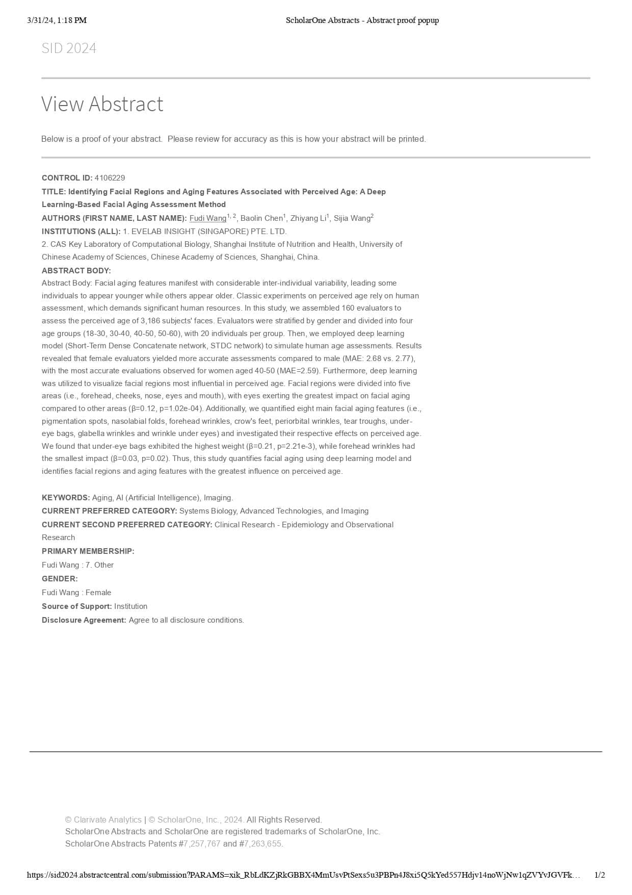Identifying Facial Regions and Aging Features Associated with Perceived Age: A Deep Learning-Based Facial Aging Assessment Method (2024) - Page 1