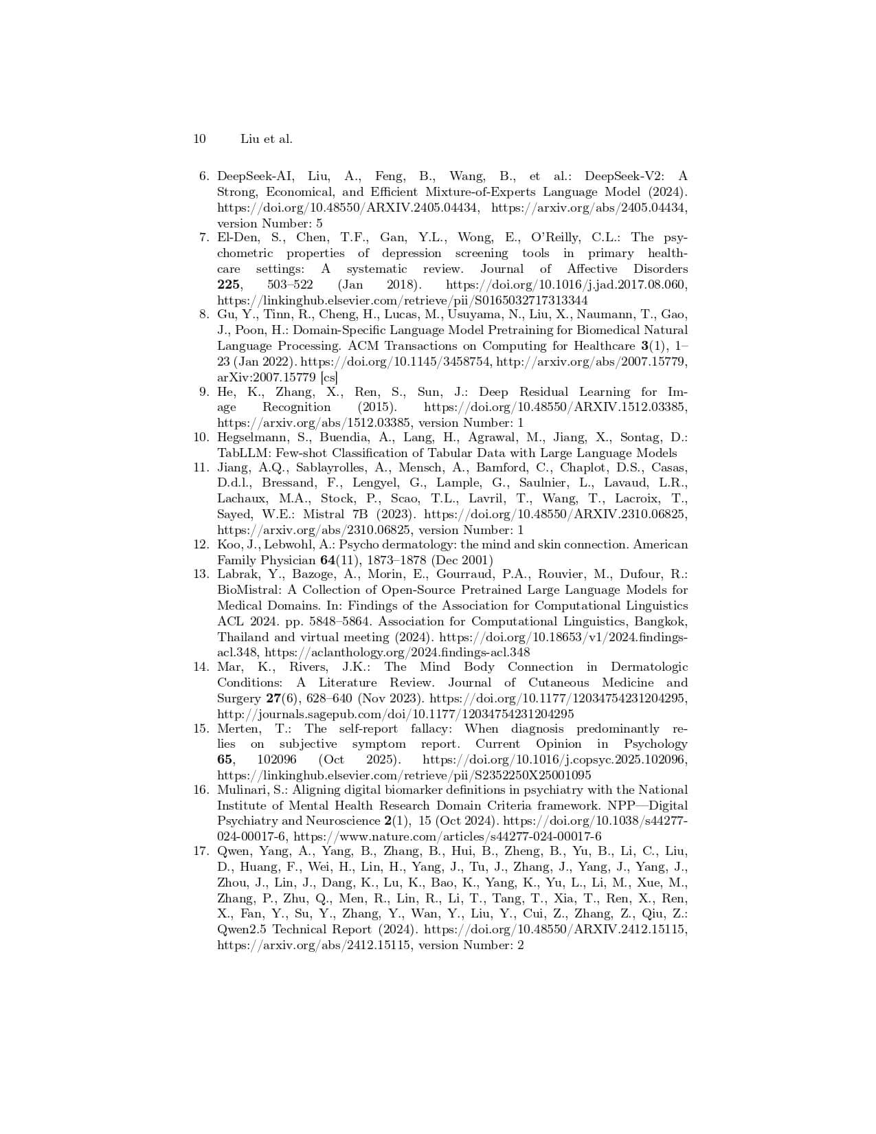 Skin2Mind: A Multimodal Framework for Mental Health Risk Screening via Facial Images and Structured Skin Reports - Page 10